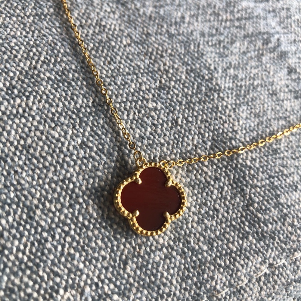 SILVER-TONE BLACK CLOVER NECKLACE - Picture 7 of 10
